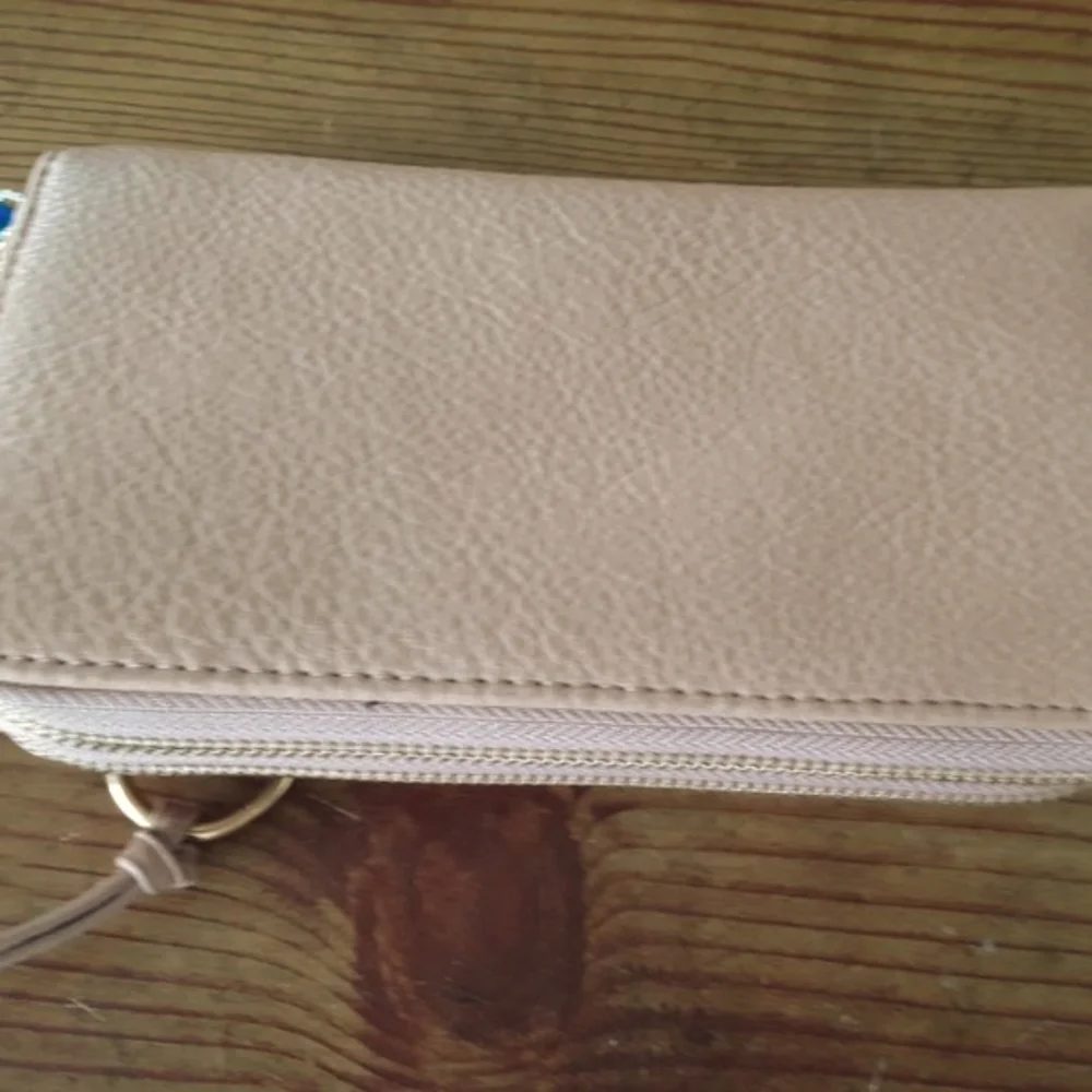 Blush double zipper wristlet  wallet
